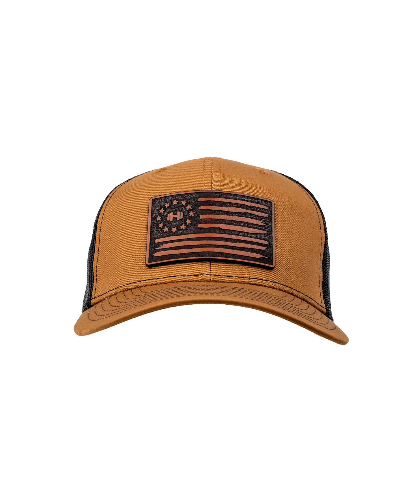 HodgeTwins Flag Premium Leather Patch Hat - Richardson 112