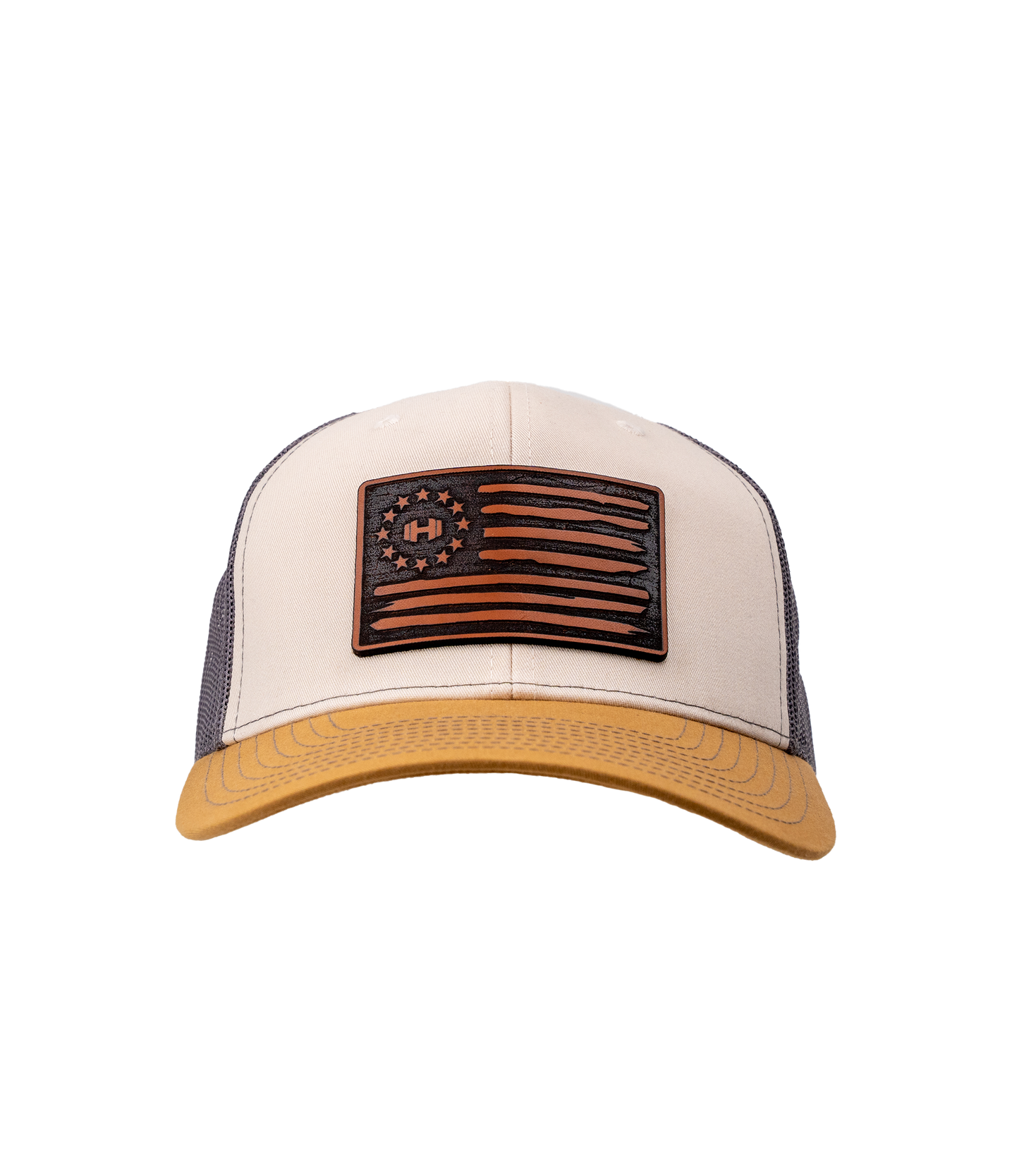 HodgeTwins Flag Premium Leather Patch Hat - Richardson 112
