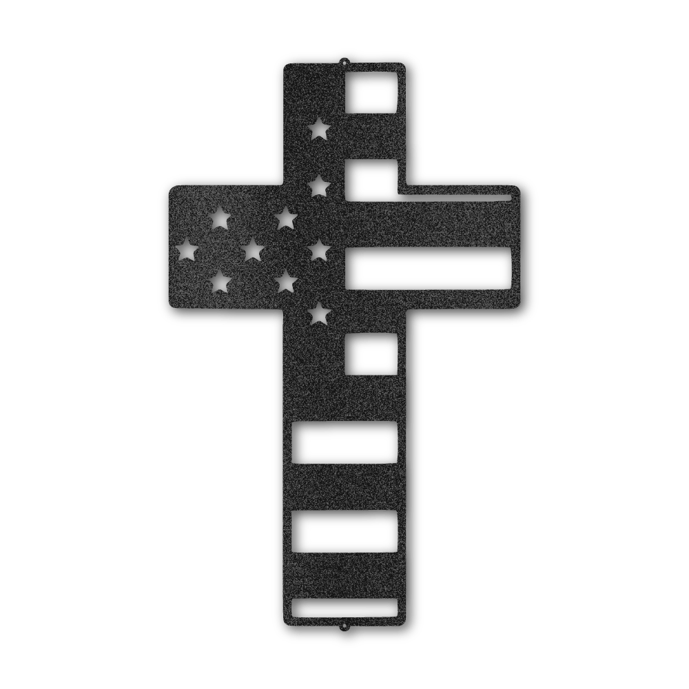 USA Flag Cross - Steel Wall Sign