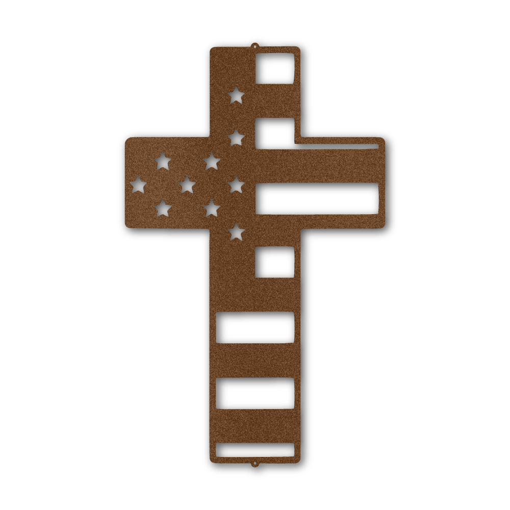 USA Flag Cross - Steel Wall Sign