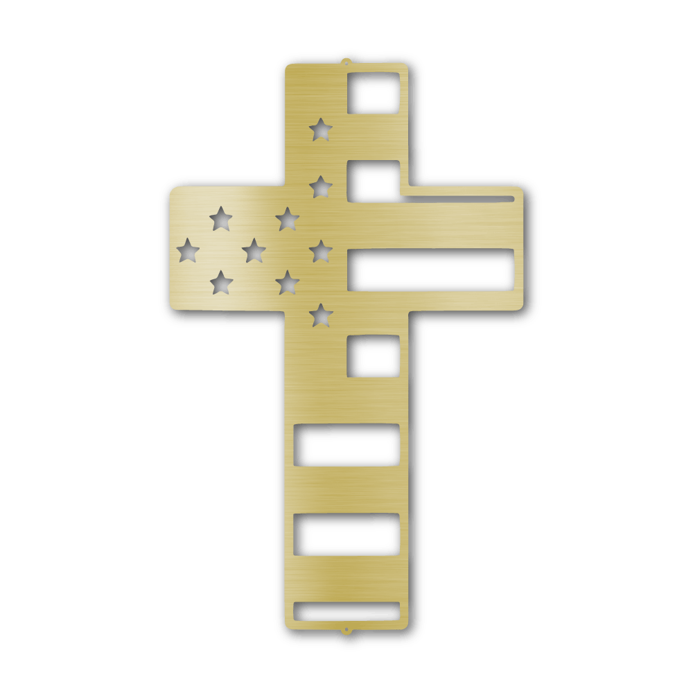 USA Flag Cross - Steel Wall Sign