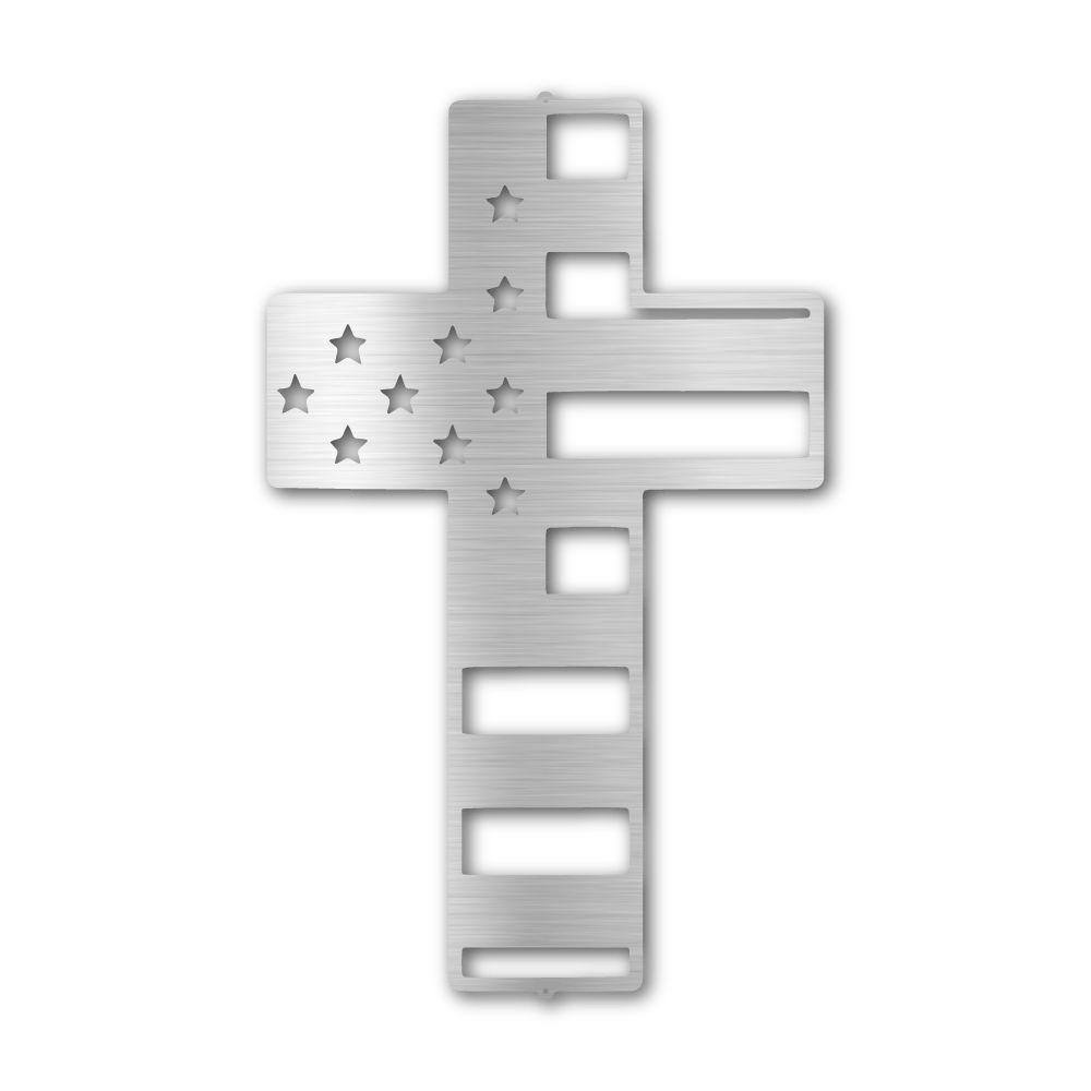 USA Flag Cross - Steel Wall Sign