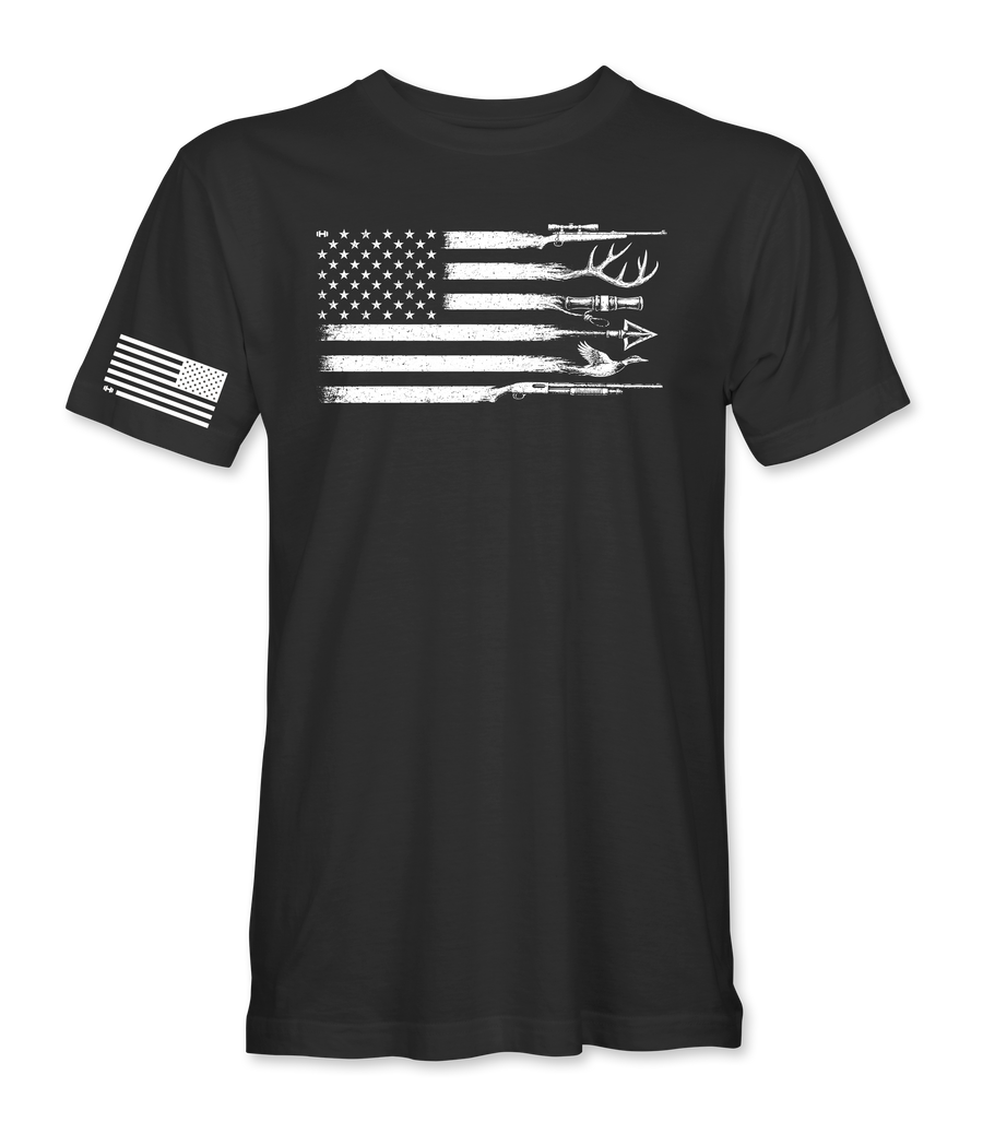 Hunting Flag black t-shirt, front