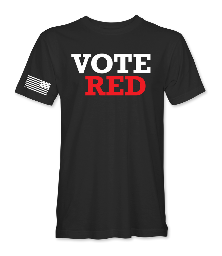 Vote Red black t-shirt, front