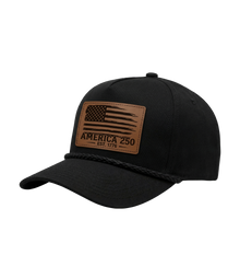 America 250 Distressed Leather Patch Trucker Hat