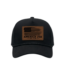 America 250 Distressed Leather Patch Trucker Hat