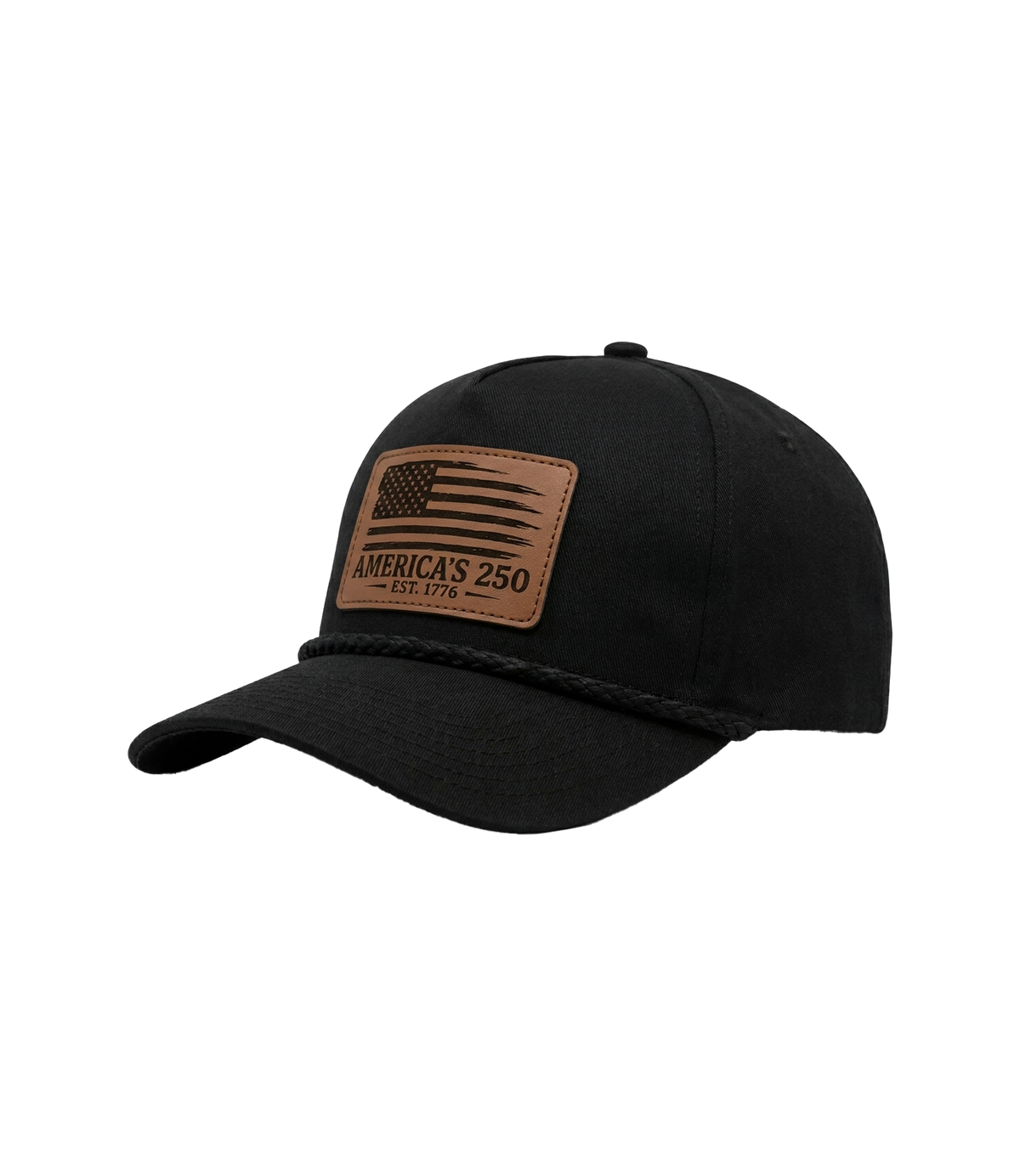 America 250 Distressed Leather Patch Hat - side