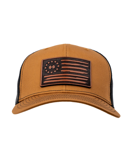 HodgeTwins Flag Premium Leather Patch Hat