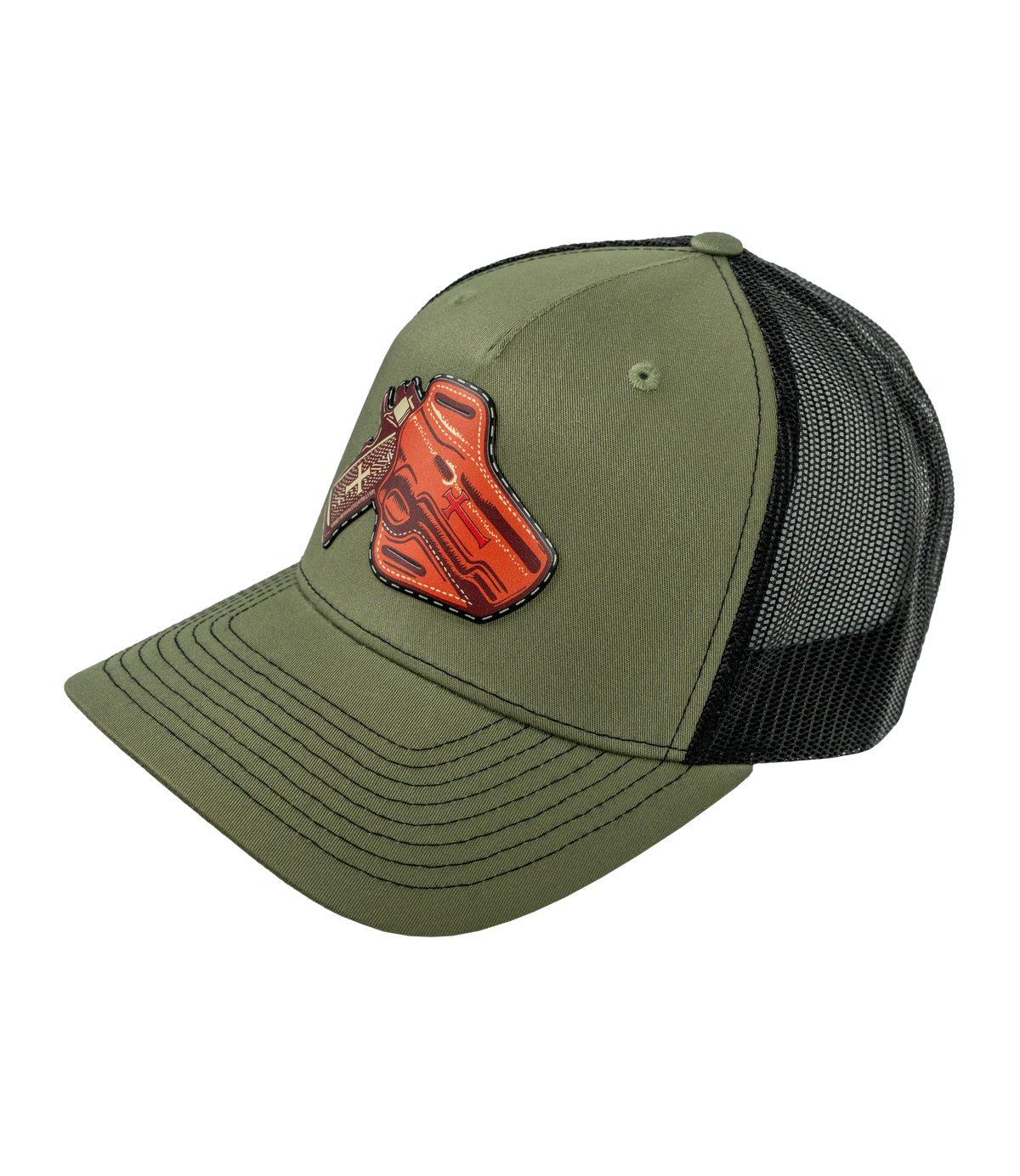 Holstered Pistol Leather Patch Hat