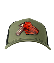 Holstered Pistol Leather Patch Hat