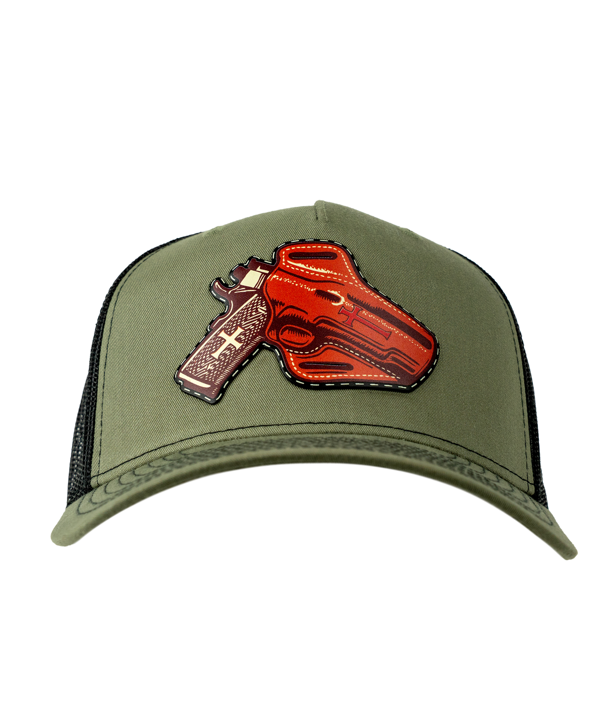 Holstered Pistol Leather Patch Hat