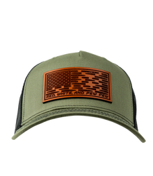 Red, White, And Pew Pew Leather Patch Hat