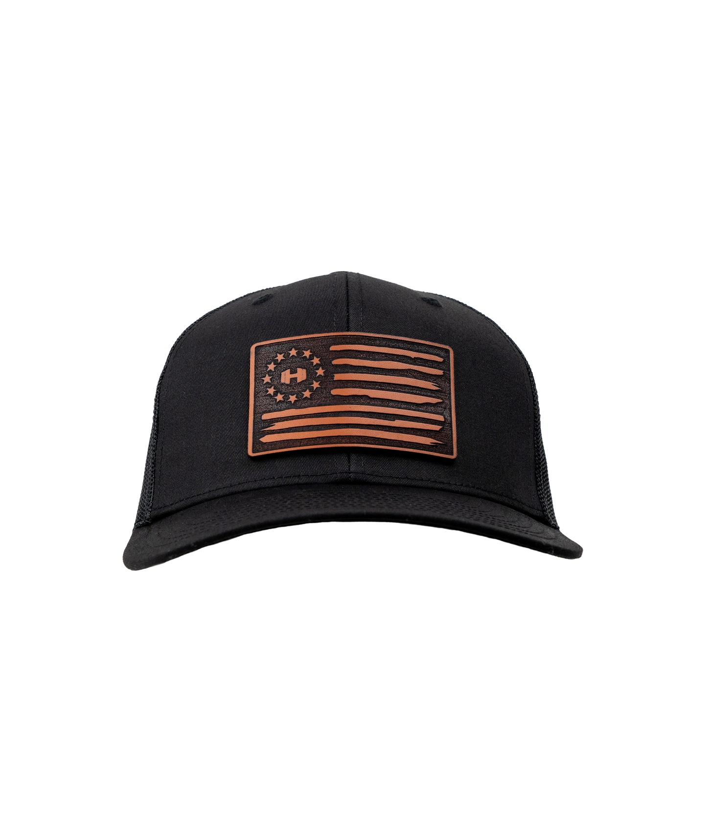HodgeTwins Flag Premium Leather Patch Hat - Richardson 112