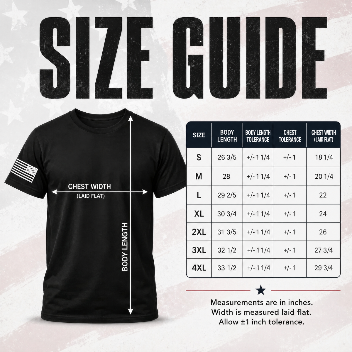 Premium size chart