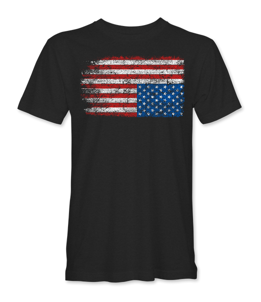 Upside Down Distress USA Flag T-Shirt