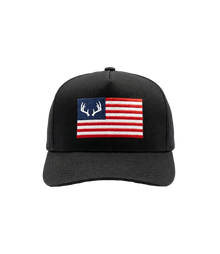 Antler Flag black embroidered hat, front