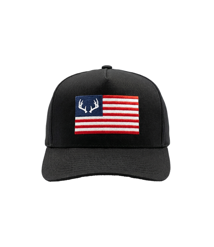 Antler Flag black embroidered hat, front