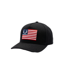 Antler Flag black embroidered hat, side