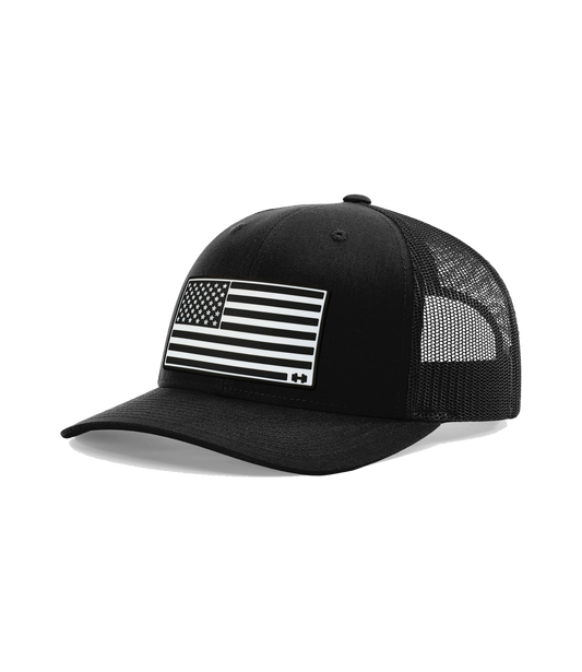 USA Black & White Premium PVC Patch Hat