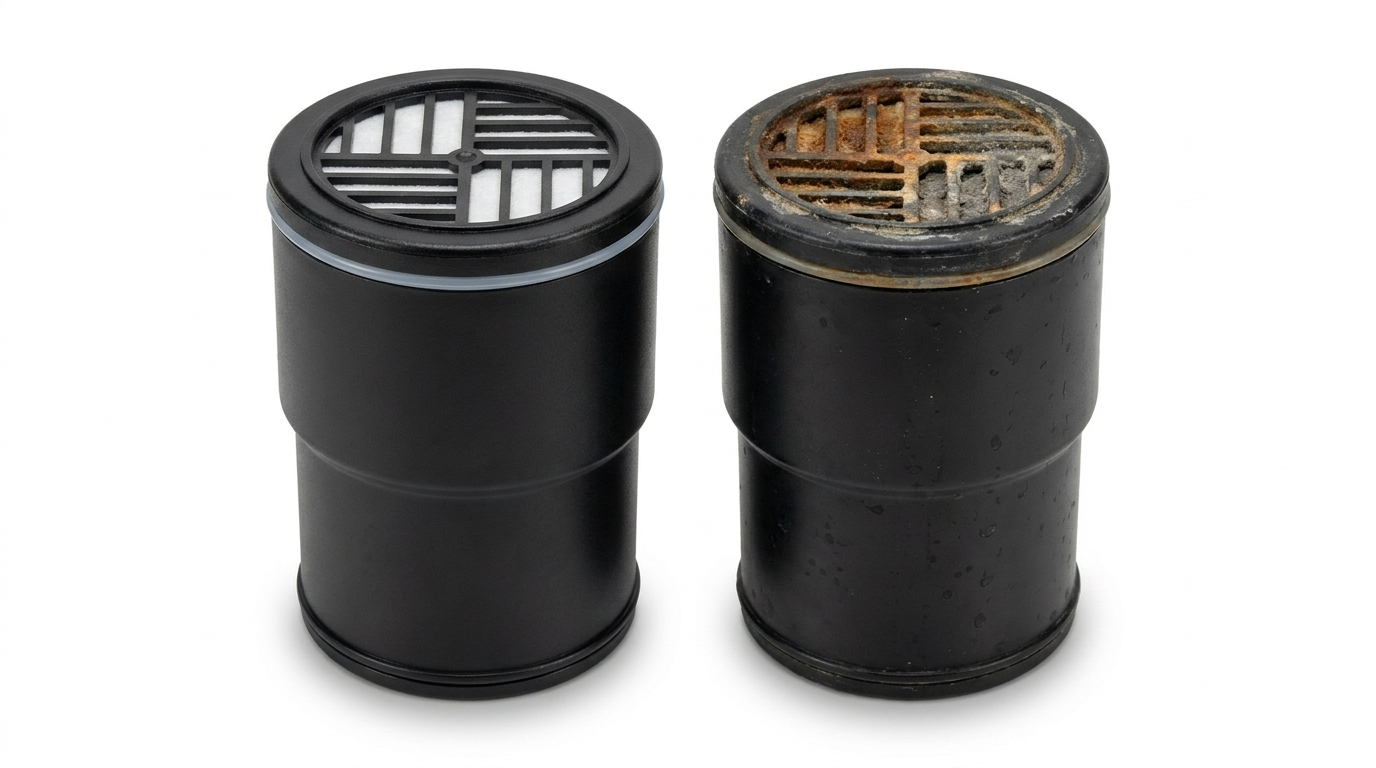 Clean vs used filter cartridge