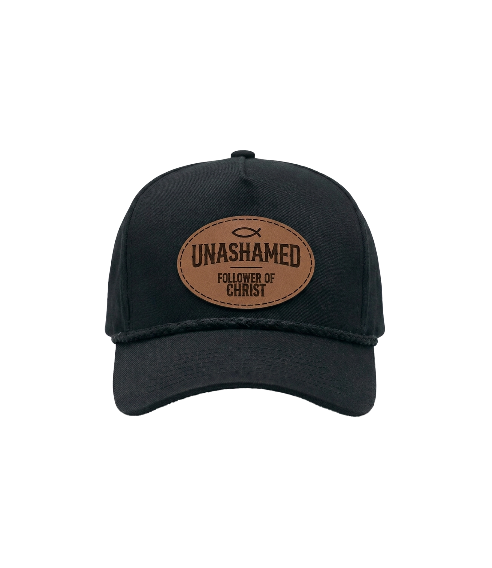 Unashamed Follower Of Christ Leather Patch Hat front