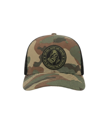 God Will Judge Our Enemies Camo Patch Hat front