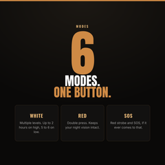 Six modes, one button - white, red, SOS