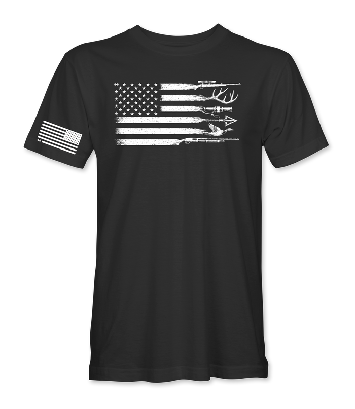 Hunting Flag black t-shirt, front