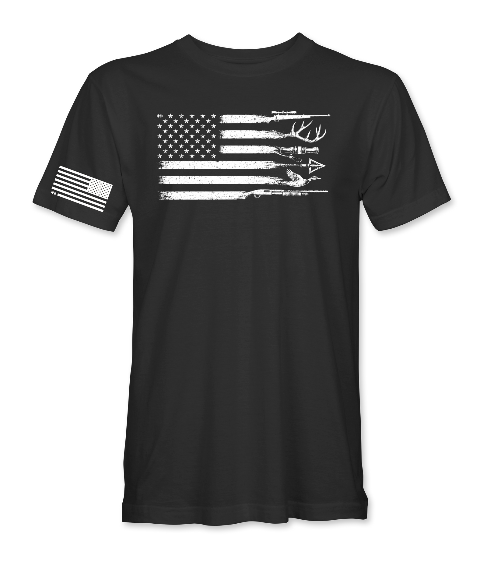 Hunting Flag black t-shirt, front