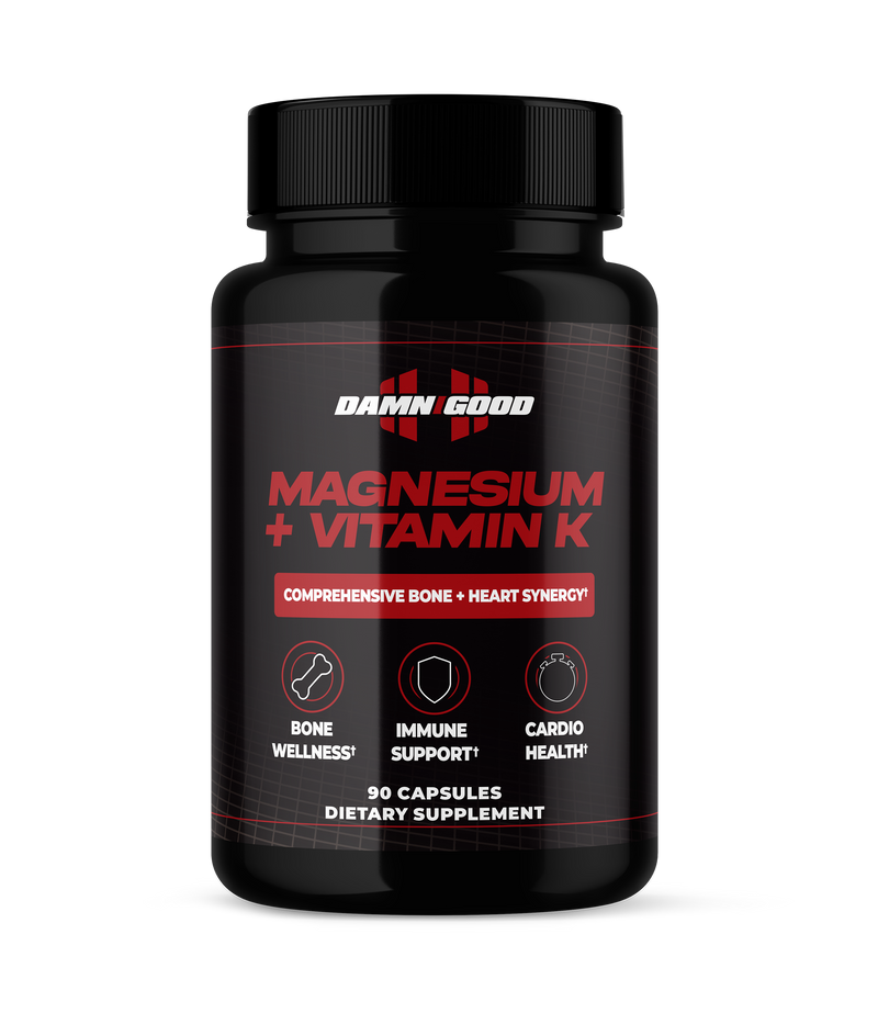 Damn Good™ Magnesium + Vitamin K - Cardiovascular & Skeletal Support - 90 Capsules (30 Servings)