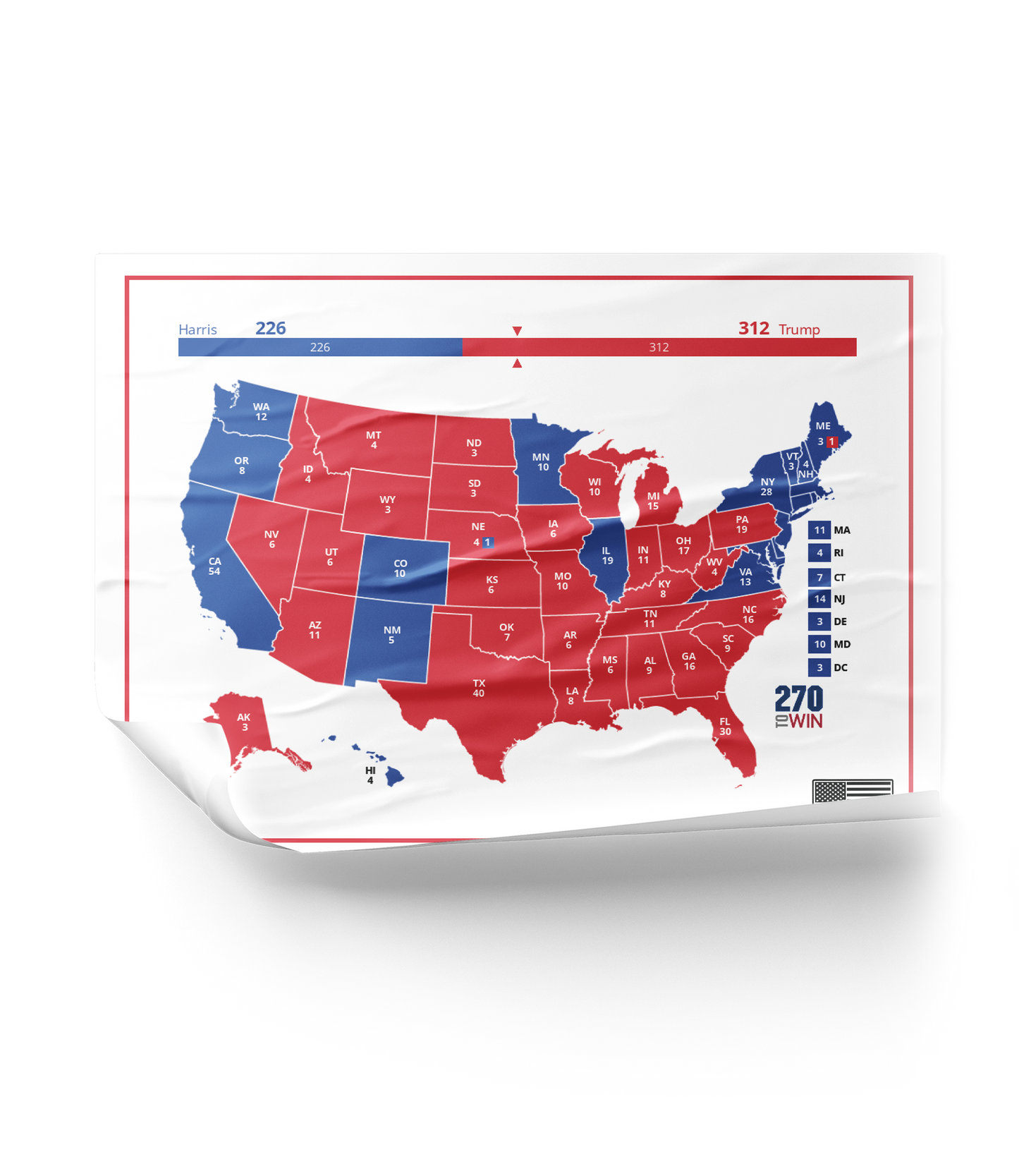 Trump Victory Map Poster