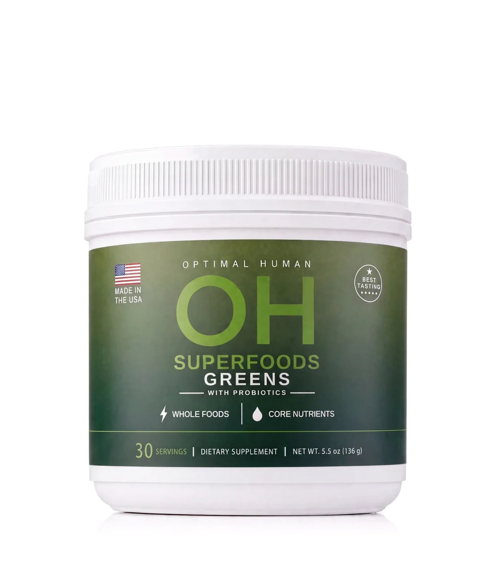 Optimal Human Superfoods Greens with Probiotics tub