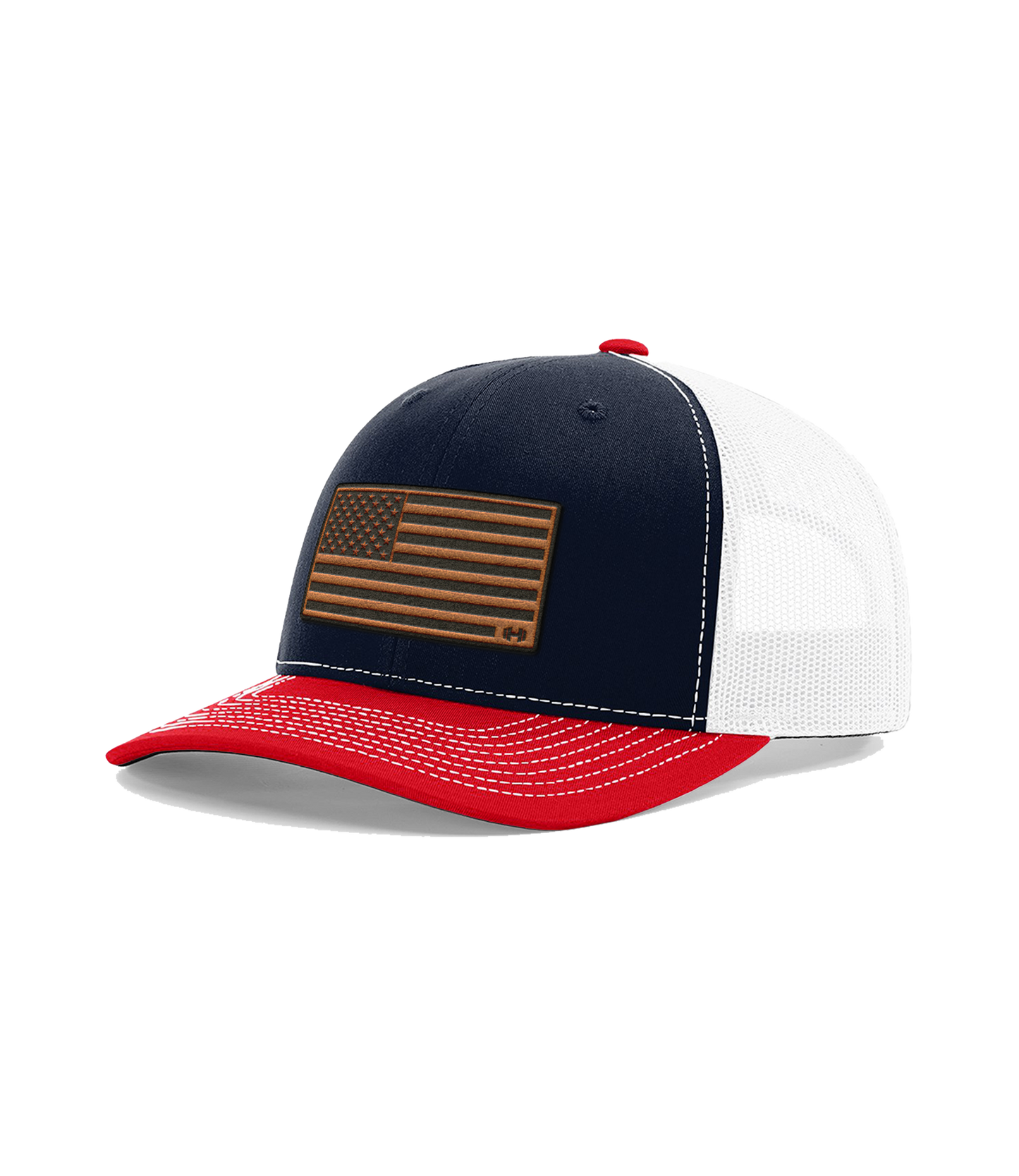 USA Flag Premium Raw Leather Patch Hat