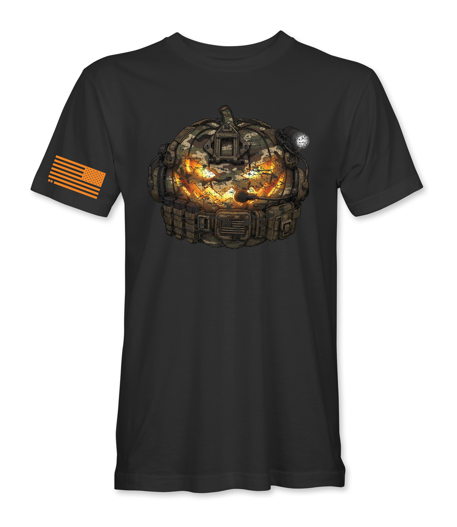 Tactical Pumpkin black t-shirt, front