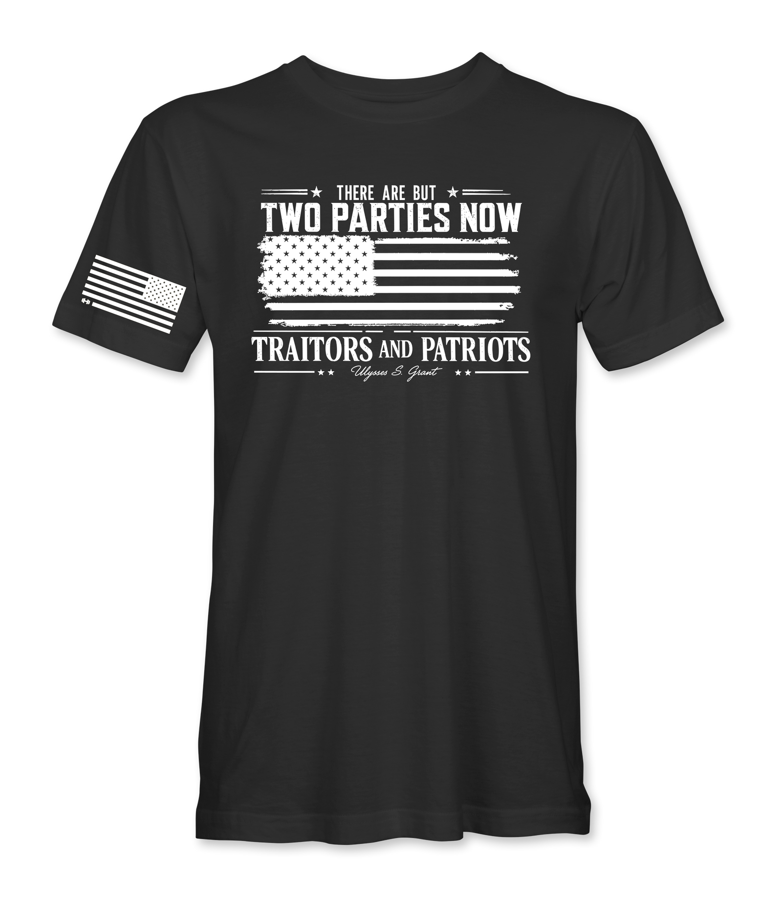 Two Parties Now black t-shirt, front