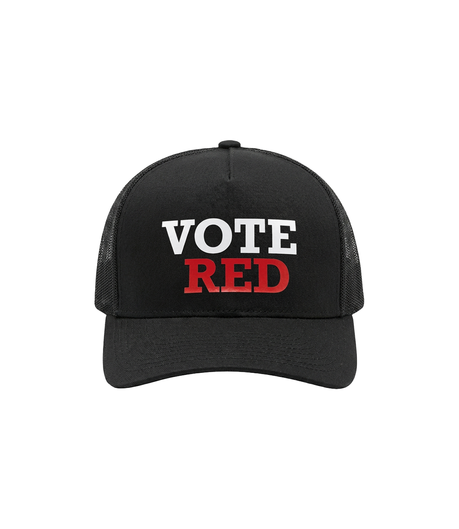 Vote Red black trucker hat, front