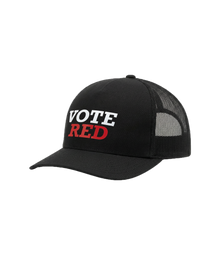 Vote Red black trucker hat, side