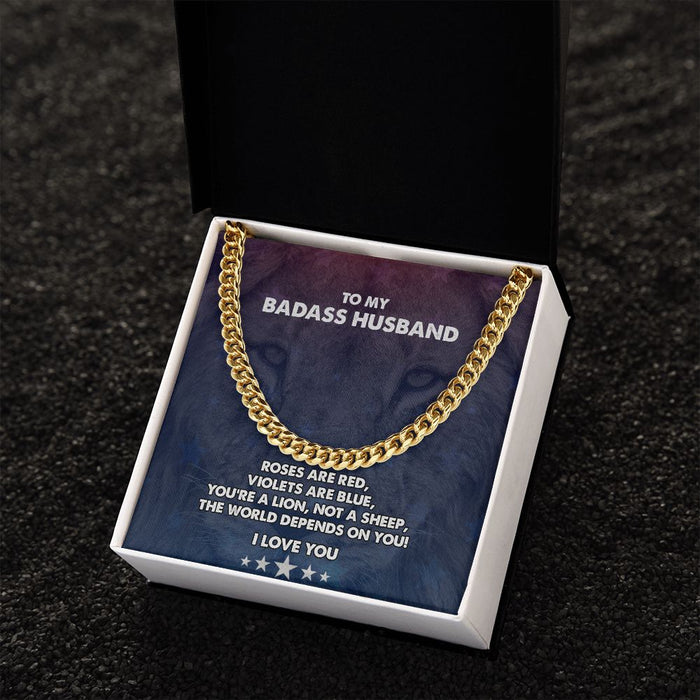 To My Badass Husband - Men's Cuban Link Chain Necklace - Gift For Husband