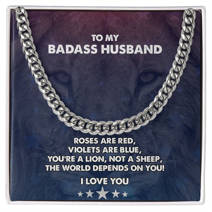 To My Badass Husband - Men's Cuban Link Chain Necklace - Gift For Husband