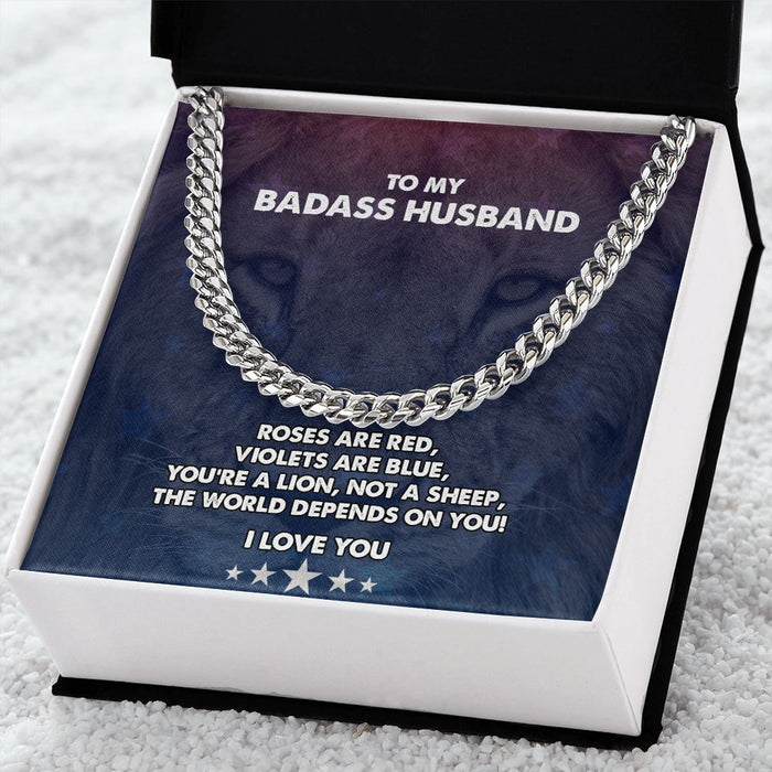 To My Badass Husband - Men's Cuban Link Chain Necklace - Gift For Husband