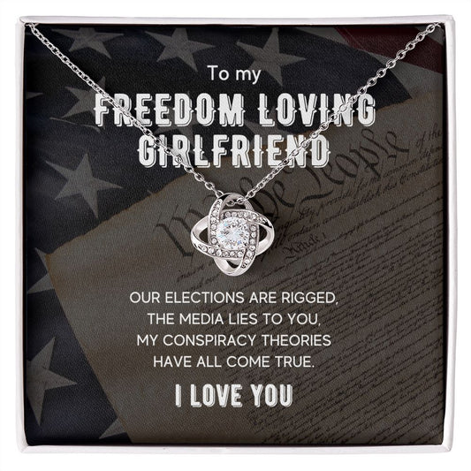 To My Freedom Loving Girlfriend - Women's Love Knot Necklace - Gift For Girlfriend