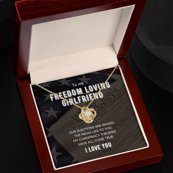 To My Freedom Loving Girlfriend - Women's Love Knot Necklace - Gift For Girlfriend