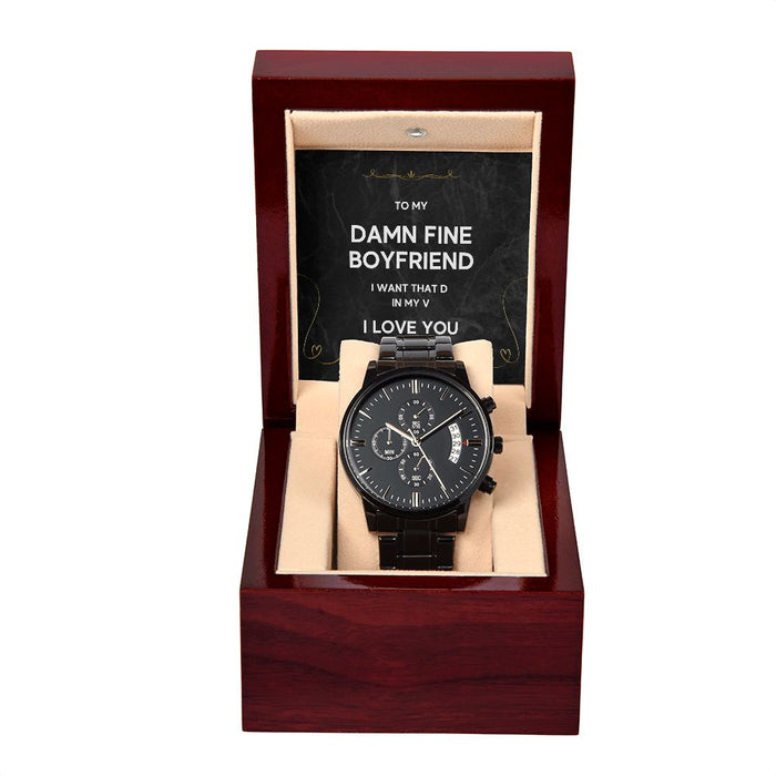 To My Damn Fine Boyfriend - Men's Black Chronograph Watch - Gift For Boyfriend
