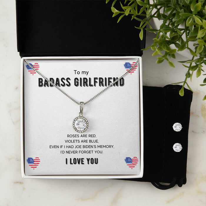 To My Badass Girlfriend - Women's Eternal Hope Necklace & Earring Set - Gift For Girlfriend