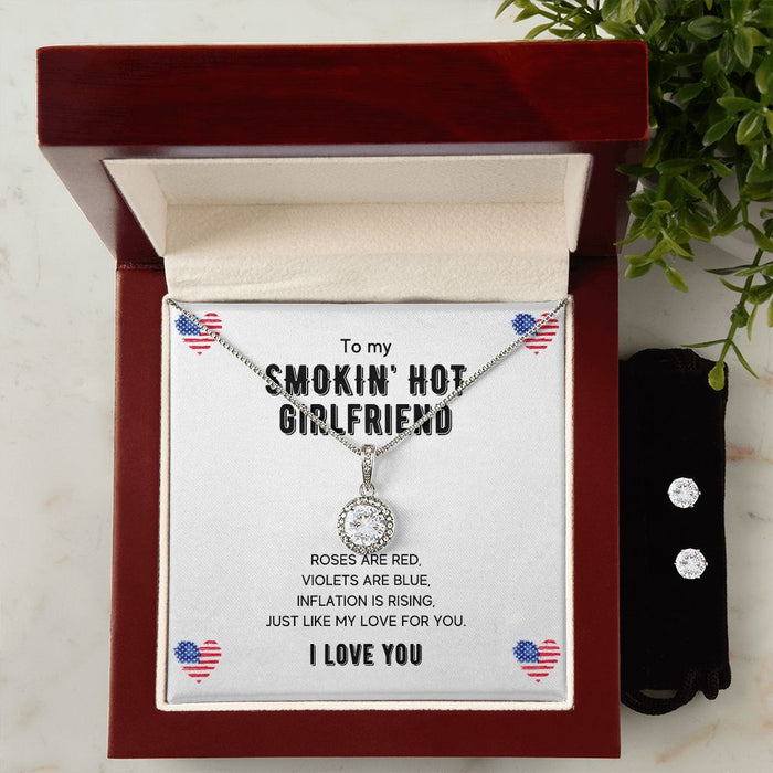 To My Smokin' Hot Girlfriend - Women's Eternal Hope Necklace & Earring Set - Gift For Girlfriend