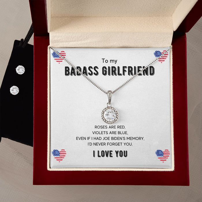 To My Badass Girlfriend - Women's Eternal Hope Necklace & Earring Set - Gift For Girlfriend