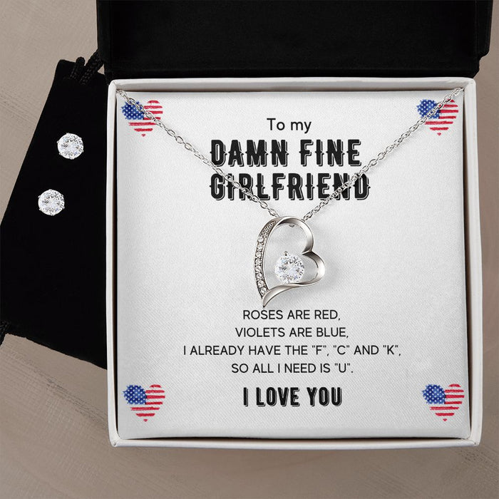 To My Damn Fine Girlfriend - Women's Forever Love Necklace & Earring Set - Gift For Girlfriend