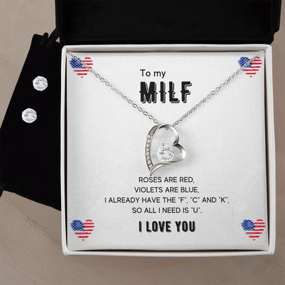 To My MILF - Women's Forever Love Necklace & Earring Set - Gift For Women