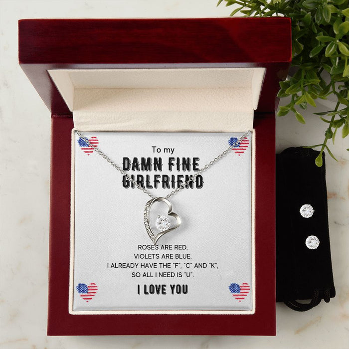 To My Damn Fine Girlfriend - Women's Forever Love Necklace & Earring Set - Gift For Girlfriend