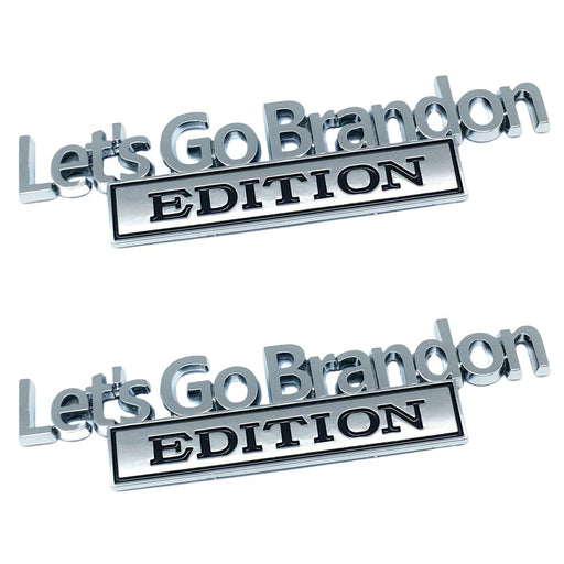 BiglyWellness 2 Pack - Chrome Let's Go Brandon Edition Premium Car/Truck Badge - Chrome